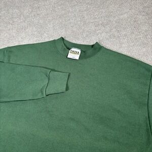 Vintage 90s Tultex Sweatshirt Size L Crewneck Green Fleece Blank Made In‎ USA